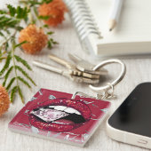 Rood verscheurd glas en diamant sleutelhanger (Voorkant Rechts)