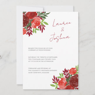Rood Vetgedrukte Heldere Bloemen Thema Huwelijksui Kaart