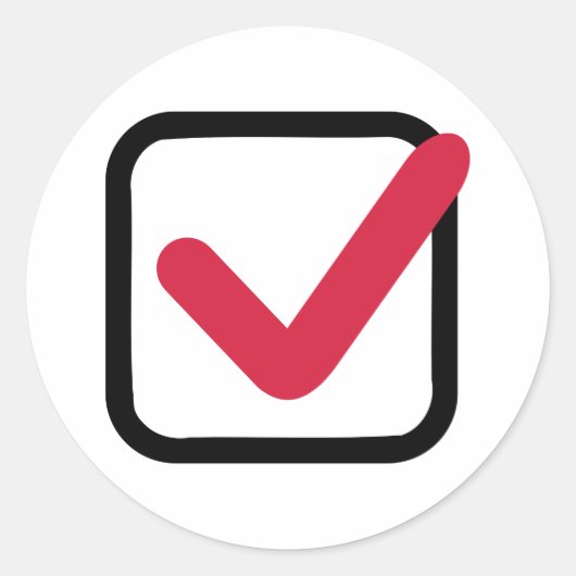 Rood vinkje ronde sticker (Voorkant)