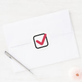 Rood vinkje ronde sticker (Envelop)