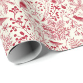 Rood Vintage Kerst Inpakpapier (Rol Hoek)