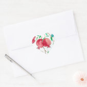 Rood Vintage van Pomegranaat Hart Sticker (Envelop)