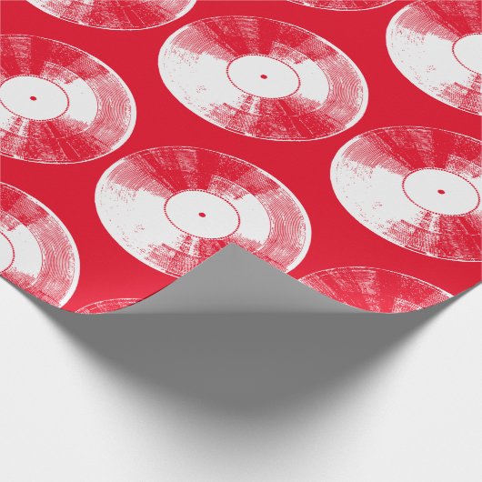 Rood vinylrecord cadeaupapier (Hoek)
