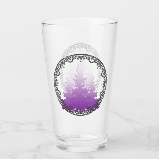 Rood-violet groenblijvende kerstbomen glas (Voorkant)