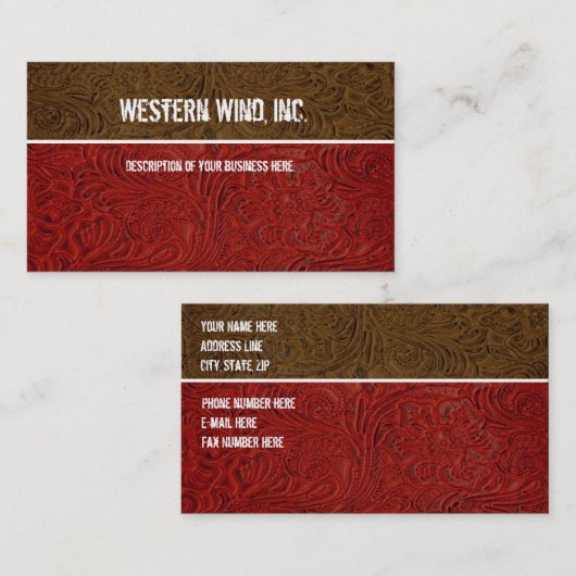 Rood Visitekaartje met bruin gelooid leder (Voorkant / Achterkant)