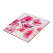 Rood Vlaanderen Poppy Flower Pattern Dank u Tegeltje (Zijkant)