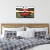 Rood vliegtuig en houten propeller canvas afdruk (Insitu (Slaapkamer))