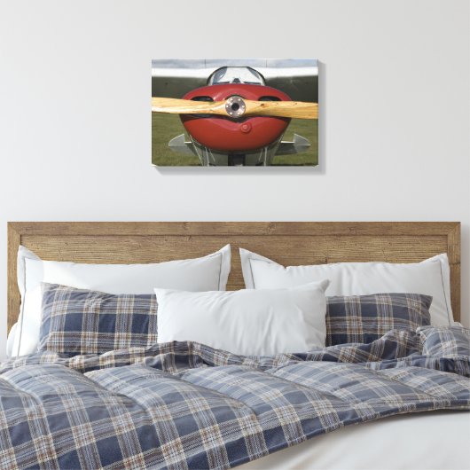 Rood vliegtuig en houten propeller canvas afdruk (Insitu (Slaapkamer))