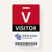 Rood Voeg je Logo & barcode bezoeker toe Badge (Voorkant)