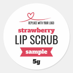 Rood Voeg uw Logo Lip Scrub Sample Product toe Ronde Sticker