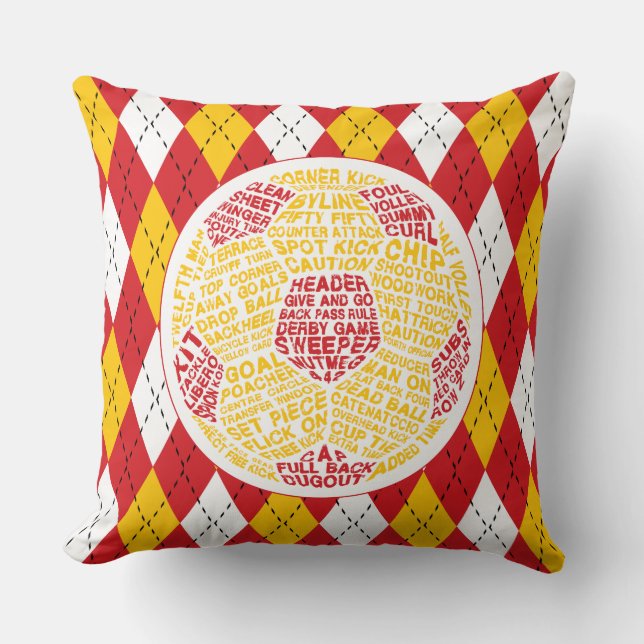 Rood Voetbal Typografie Sierkussen (Voorkant)
