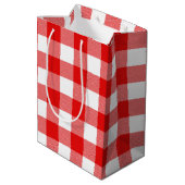 Rood vogelcadeau Label op buffelplaat Medium Cadeauzakje (Achterkant Gekanteld)