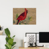 Rood vogelkardinaal foto Natuur Muur Poster (Thuiskantoor)