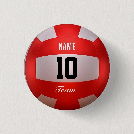 Rood Volleyball Ronde Button 3,2 Cm (Voorkant)