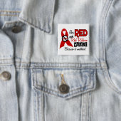 Rood voor rode lintweek vierkante button 5,1 cm (In situ)