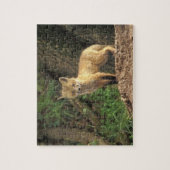 Rood vossen voor de pup (Vulpes vulpes) Legpuzzel (Verticaal)