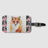 Rood-vossen Waterverf-schilderende kerrie Bagagelabel (Voorkant (horizontaal))