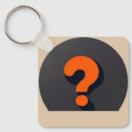 Rood vraagteken met een zwarte cirkel achtergrond sleutelhanger