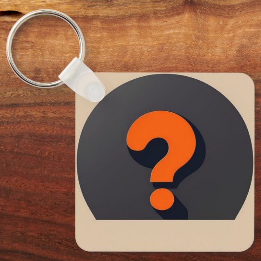 Rood vraagteken met een zwarte cirkel achtergrond sleutelhanger (Voorkant)