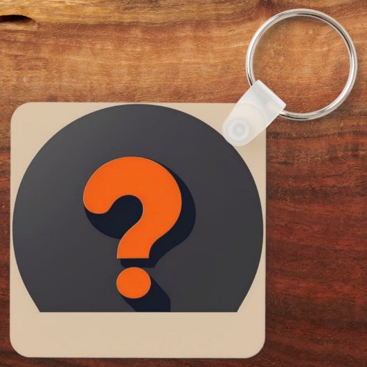 Rood vraagteken met een zwarte cirkel achtergrond sleutelhanger (Achterkant)