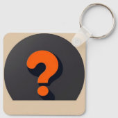 Rood vraagteken met een zwarte cirkel achtergrond sleutelhanger (Achterkant)