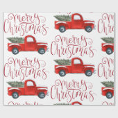 rood vrachtwagen kerst inpakpapier (Vlak)