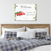Rood Vrachtwagen Sneeuwkerstbruiloft Canvas Pr Afdruk (Insitu (Slaapkamer))