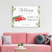 Rood Vrachtwagen Sneeuwkerstbruiloft Canvas Pr Afdruk (Insitu (Woonkamer))