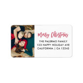 Rood Vrolijk Kerstmis Moderne Typografie foto reto Etiket (Voorkant)