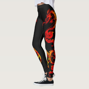 Rood vuurdraak Tattoo Leggings