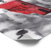 Rood vuurtoren Waterverf Scene Poster (Hoek)