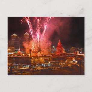 Rood vuurwerk over de Plaza, Kansas City Briefkaart