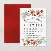 Rood Waterverf Blossom Weddenschap Agenda Save The Date (Voorkant / Achterkant)
