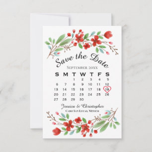 Rood Waterverf Blossom Weddenschap Agenda Save The Date