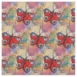 Rood Waterverf Butterflies Patroon Cute Stof