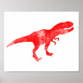 Rood Waterverf Dino T-Rex Baby Boy Neursery Print (Voorkant)