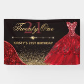 Rood Waterverf Dress & Red wave Edge 21st Birthday Spandoek (Horizontaal)