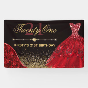 Rood Waterverf Dress & Red wave Edge 21st Birthday Spandoek