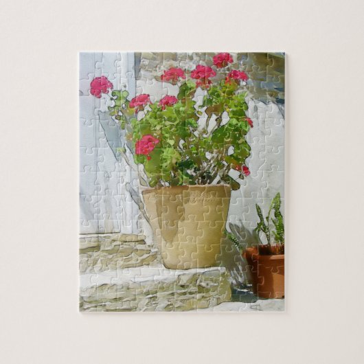 Rood waterverf geranium legpuzzel (Verticaal)