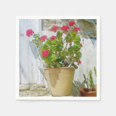 Rood waterverf geranium servetten (Voorkant)