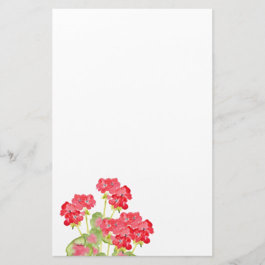 Rood Waterverf Geraniums 2 Briefpapier (Voorkant)