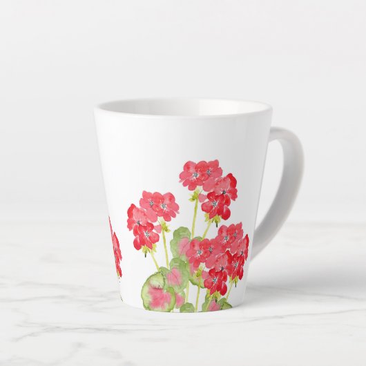 Rood Waterverf Geraniums 2 Latte Mok (Rechterhoek)