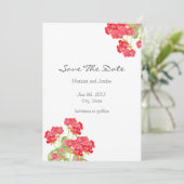 Rood Waterverf Geraniums 2 Save The Date (Staand voorkant)