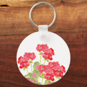 Rood Waterverf Geraniums 2 Sleutelhanger (Voorkant)