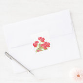 Rood Waterverf Geraniums 2 Vierkante Sticker (Envelop)