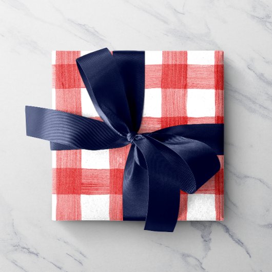 Rood Waterverf Gingham-pakpapier Cadeaupapier