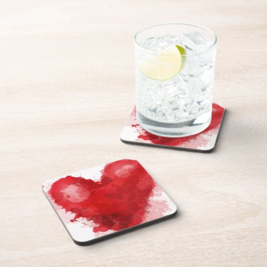 Rood waterverf hart gotisch meisje valentijn drankjes onderzetter (Rechterzijde)