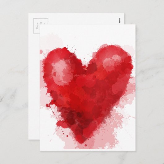 Rood waterverf hart gotisch meisje valentijn feestdagenkaart (Voorkant / Achterkant)