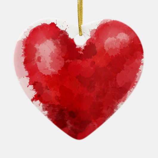 Rood waterverf hart gotisch meisje valentijn keramisch ornament (Voorkant)