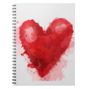 Rood waterverf hart gotisch meisje valentijn notitieboek